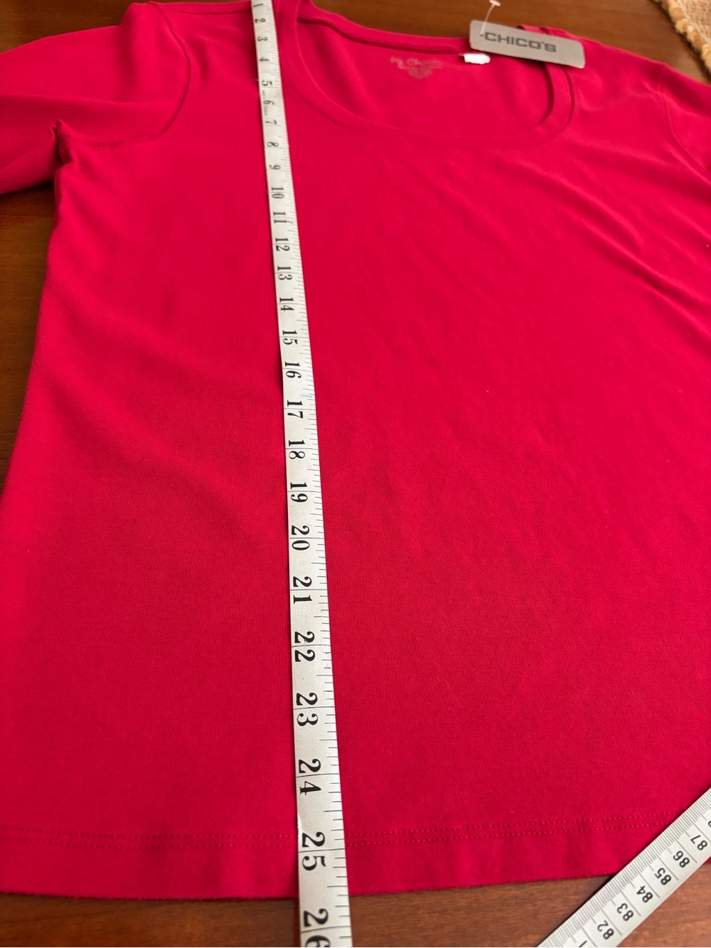 Chico's Scoop Neck Short Sleeve Top — Crimson Red - Picture 5 of 5